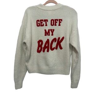H&M Cream Sweater with Red Text GET OFF MY BACK